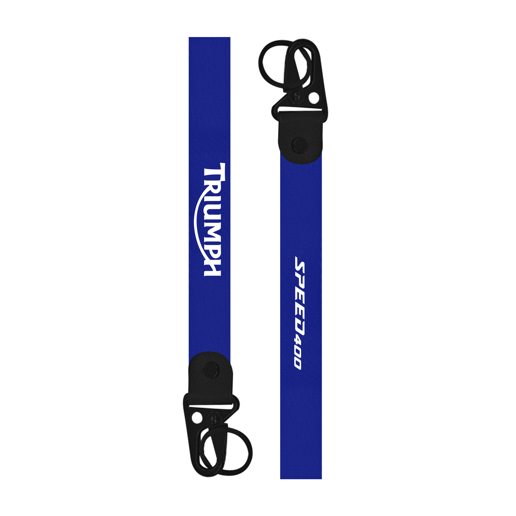 Triumph Speed 400 custom fabric bike keychain lanyard strap blue back