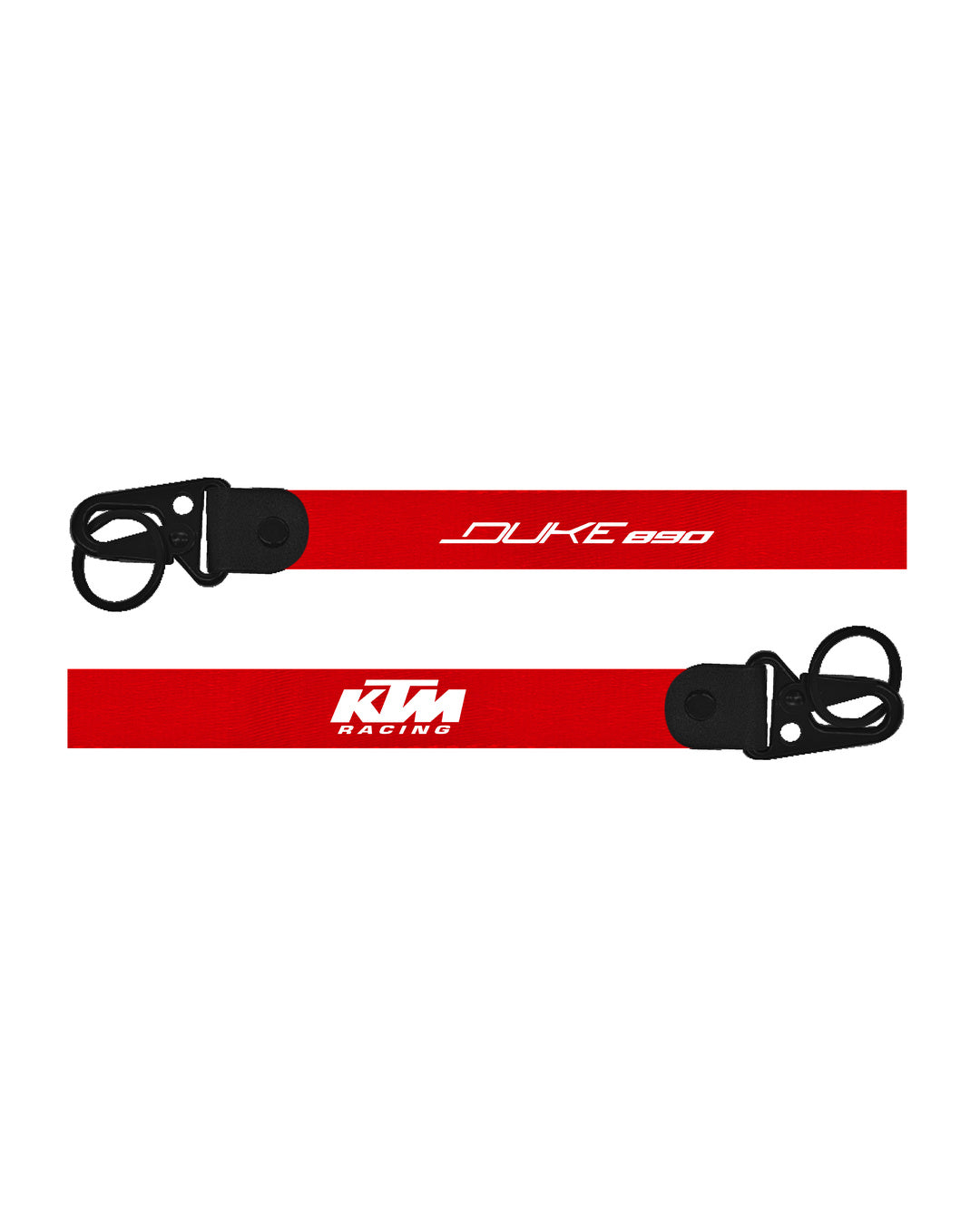 Red lanyard with KTM Racing logo on a white background