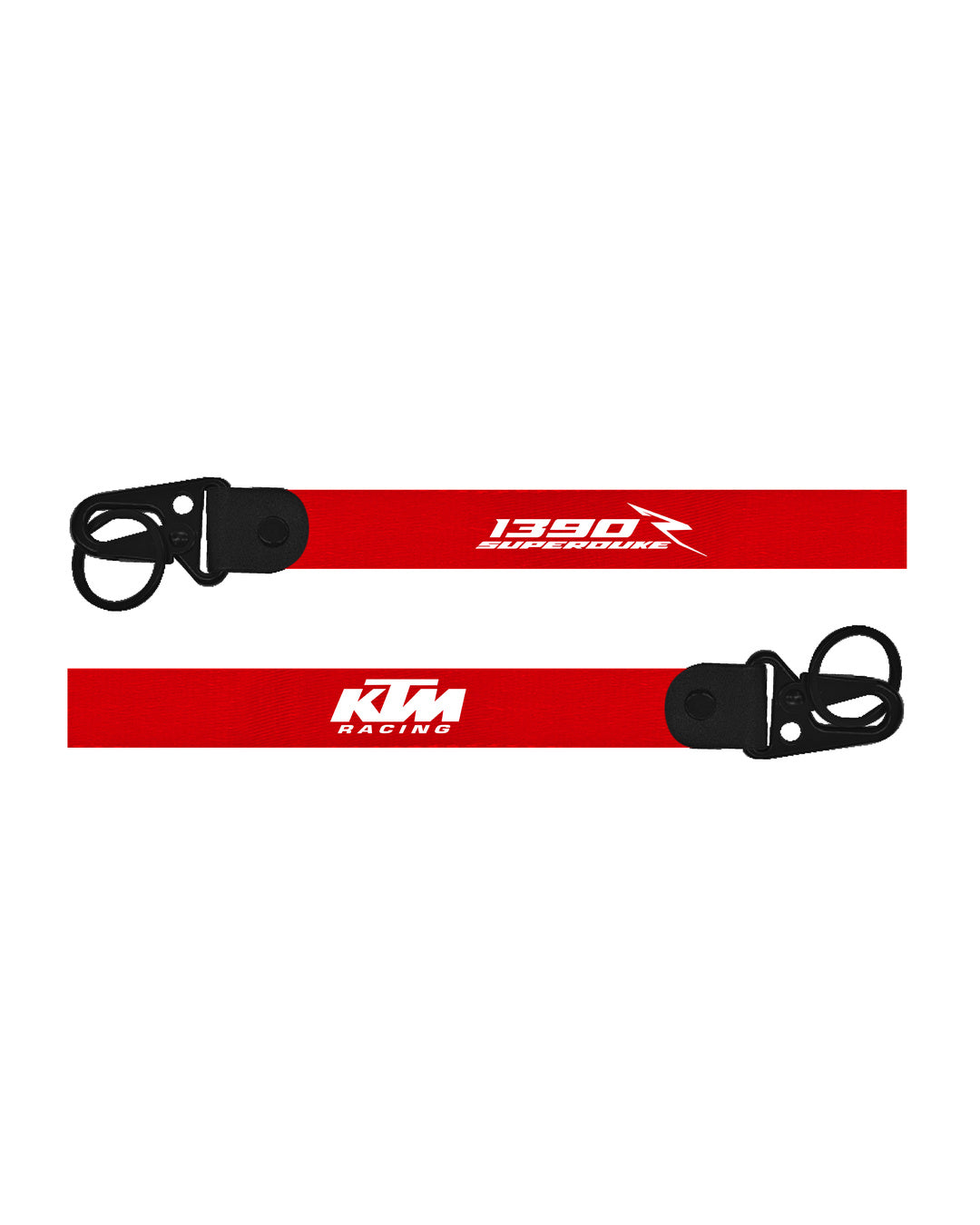 Red lanyard with KTM Racing logo on a white background