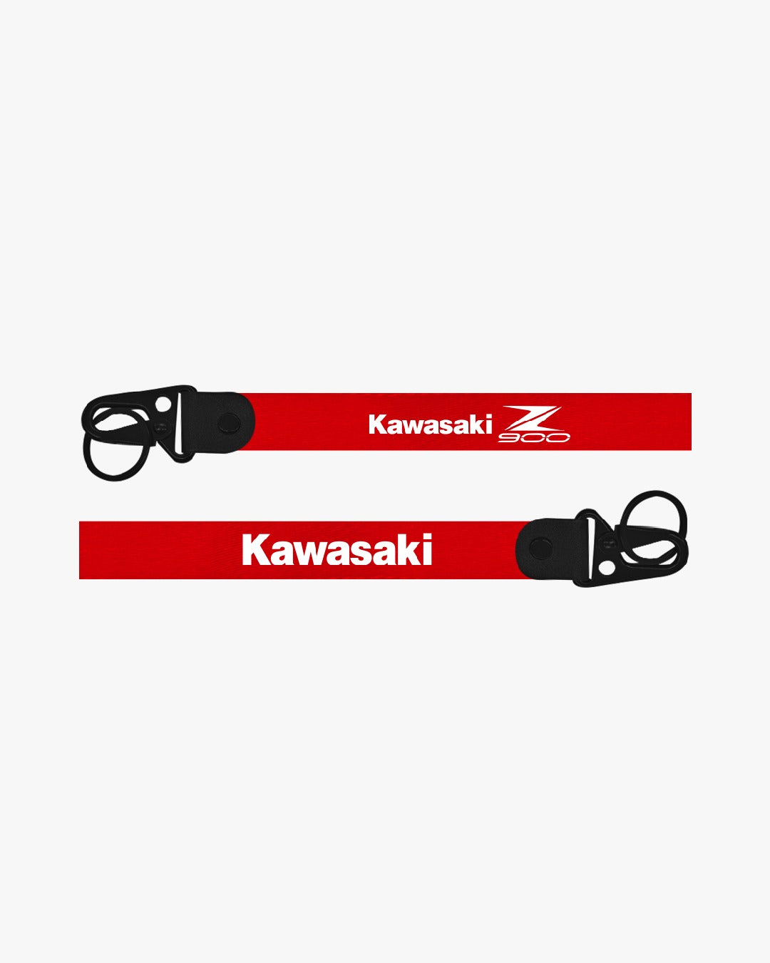 Red lanyard with Kawasaki logo on a white background