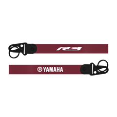 Yamaha R3 custom fabric bike keychain lanyard strap marron