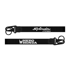 Two black straps with 'Splendor Pro' and 'Hero Honda' logos on a white background