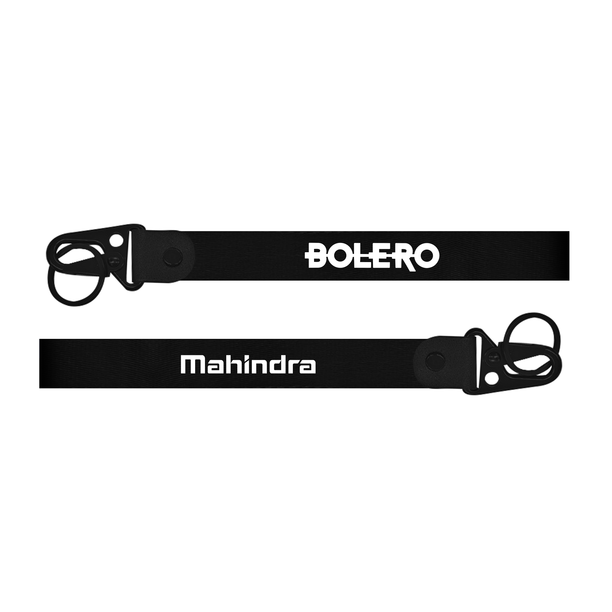 Two black lanyards with 'Bolero' and 'Mahindra' branding on a white background