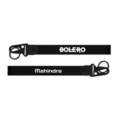Two black lanyards with 'Bolero' and 'Mahindra' branding on a white background