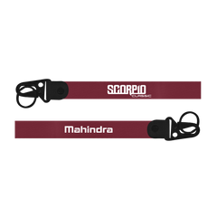 Maroon lanyard with 'Scorpio Classic' and 'Mahindra' branding on a white background