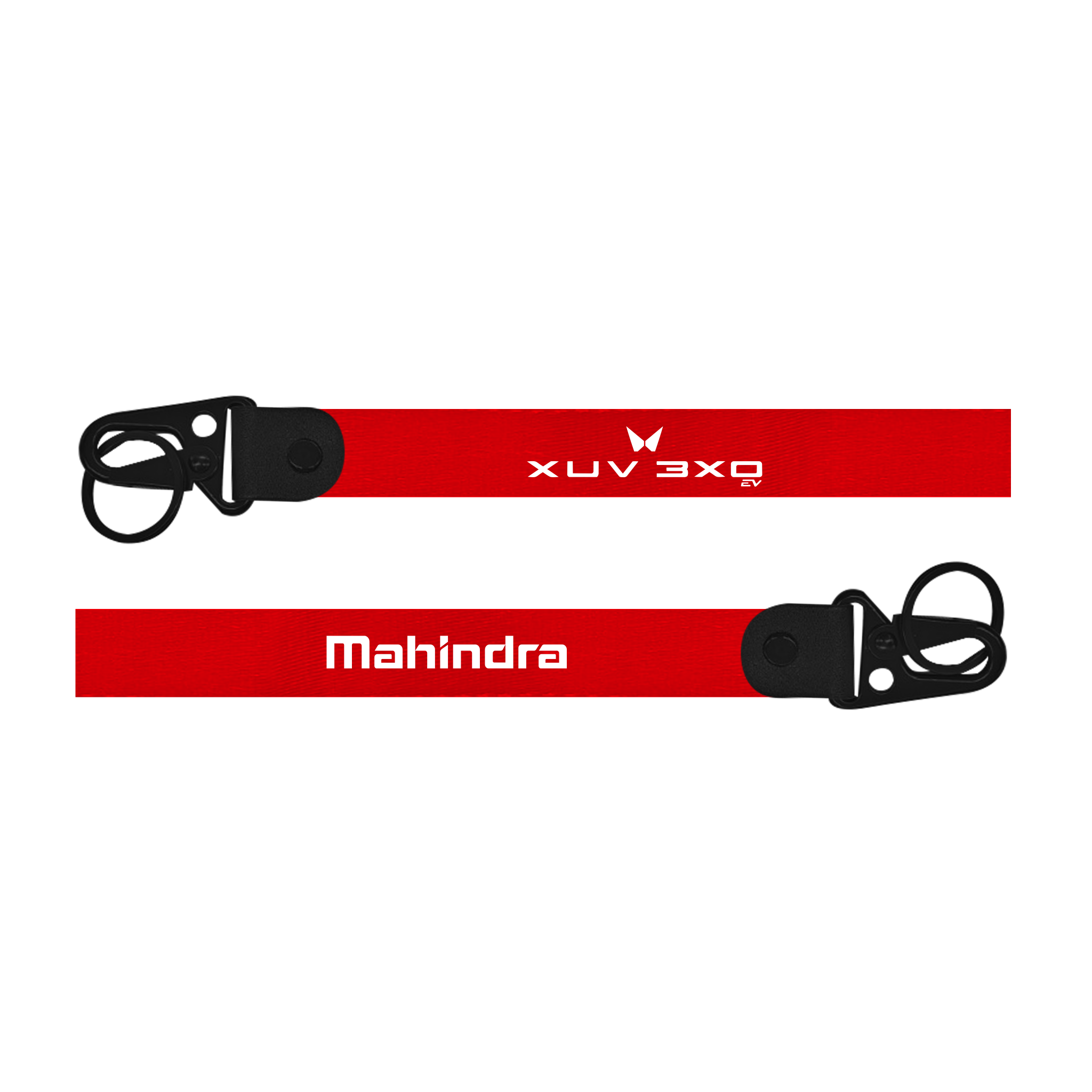 Red keychain with 'XUV 300' and 'Mahindra' branding on a white background