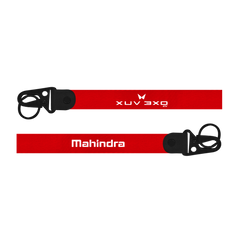 Red keychain with 'XUV 300' and 'Mahindra' branding on a white background