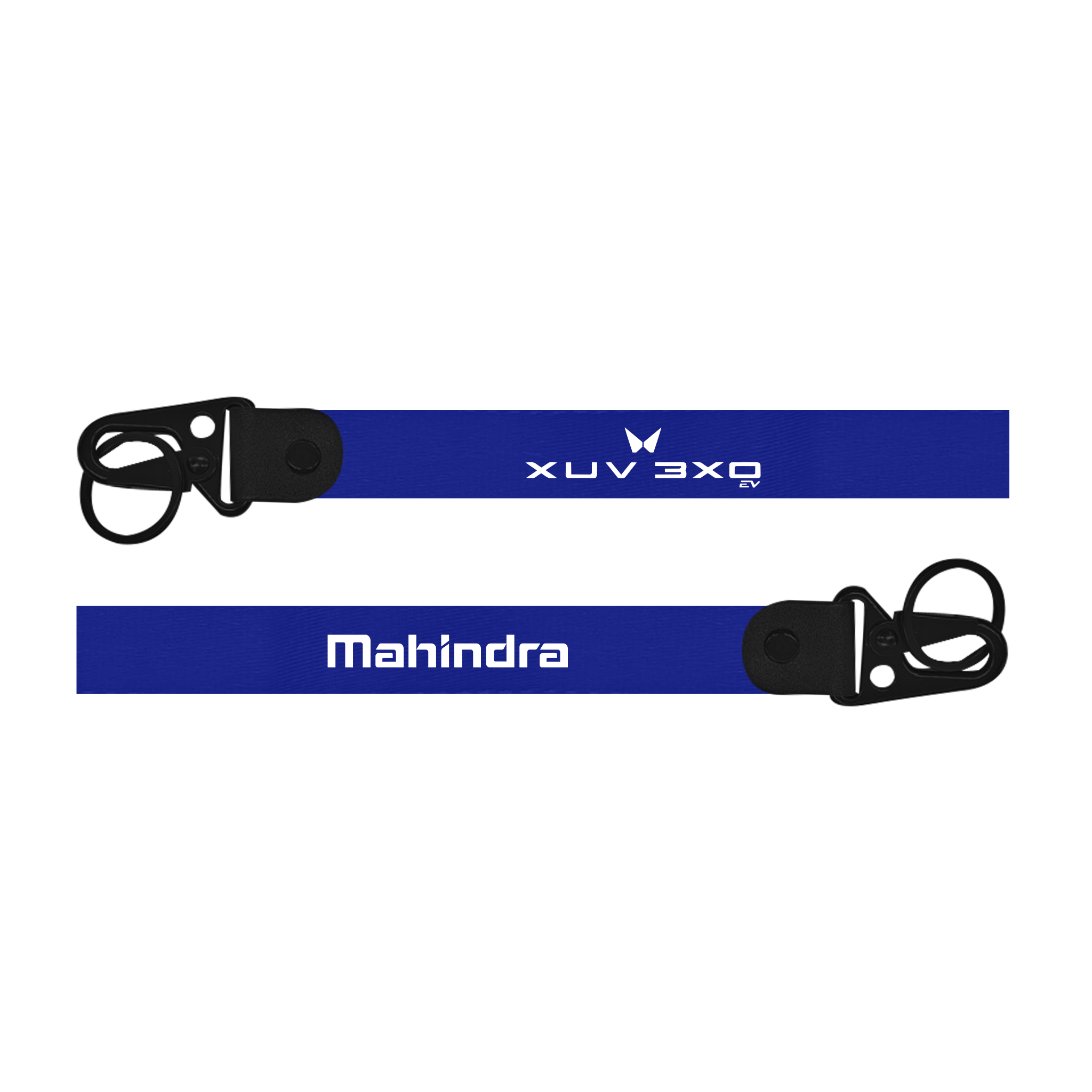 Two blue lanyards with 'XUV 300' and 'Mahindra' branding on a white background.