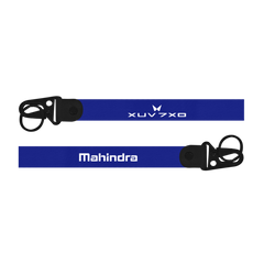 Two blue lanyards with 'XUV700' and 'Mahindra' branding on a white background