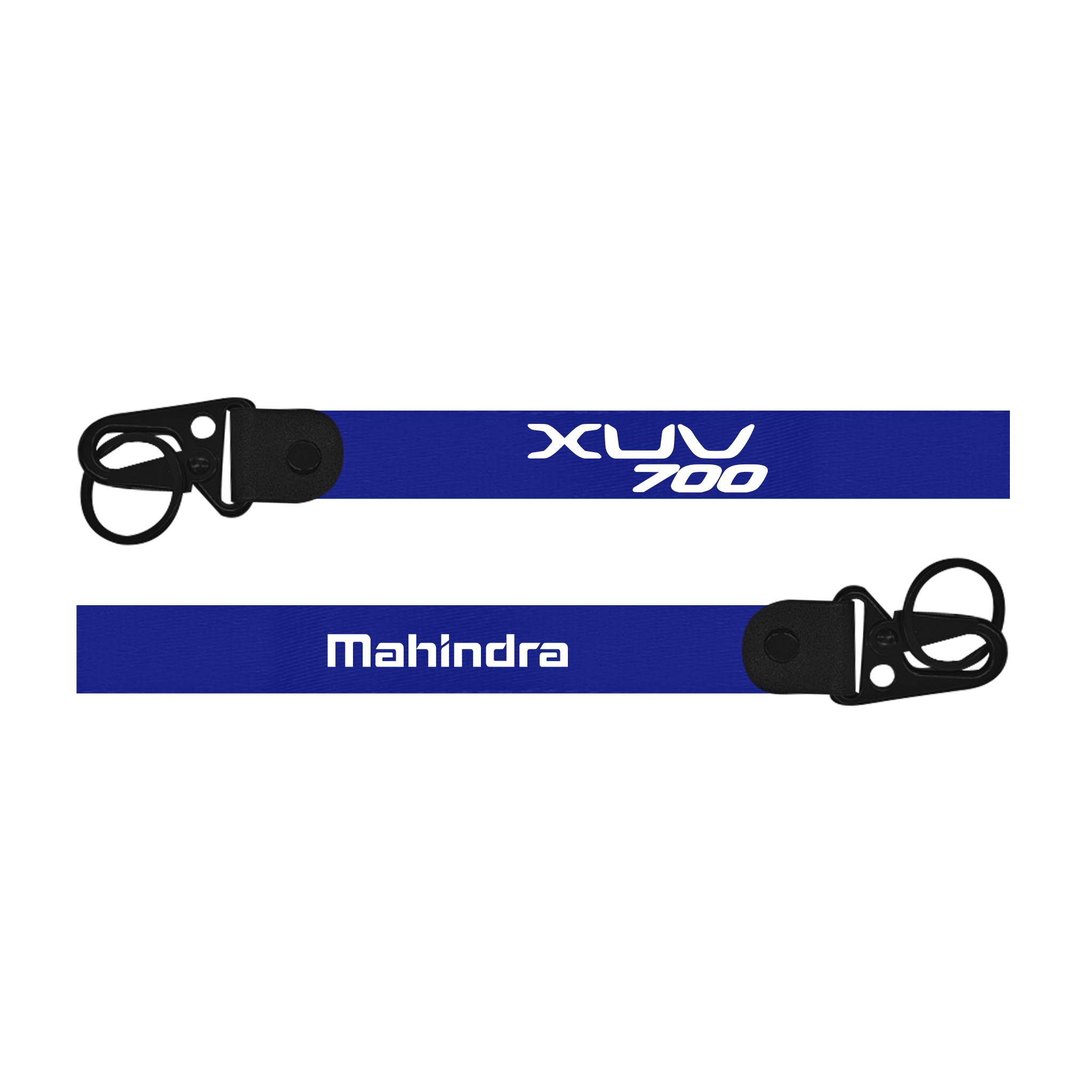 Two blue lanyards with 'XUV 700' and 'Mahindra' branding on a white background.