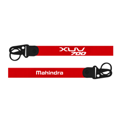 Red lanyard with 'XUV 700' and 'Mahindra' branding on a white background