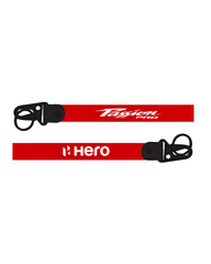 Two red lanyards with black clips on a white background, featuring 'Passion Pro' and 'Hero' branding.