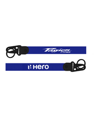 Two blue lanyards with black hooks, one featuring 'Hero' branding and the other 'Taylormade Pro'.