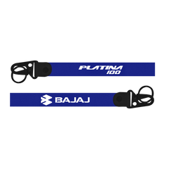 Two blue lanyards with 'Bajaj' branding on a white background