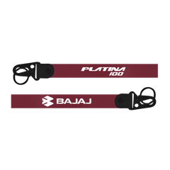 Two red lanyards with 'Bajaj' branding on a white background