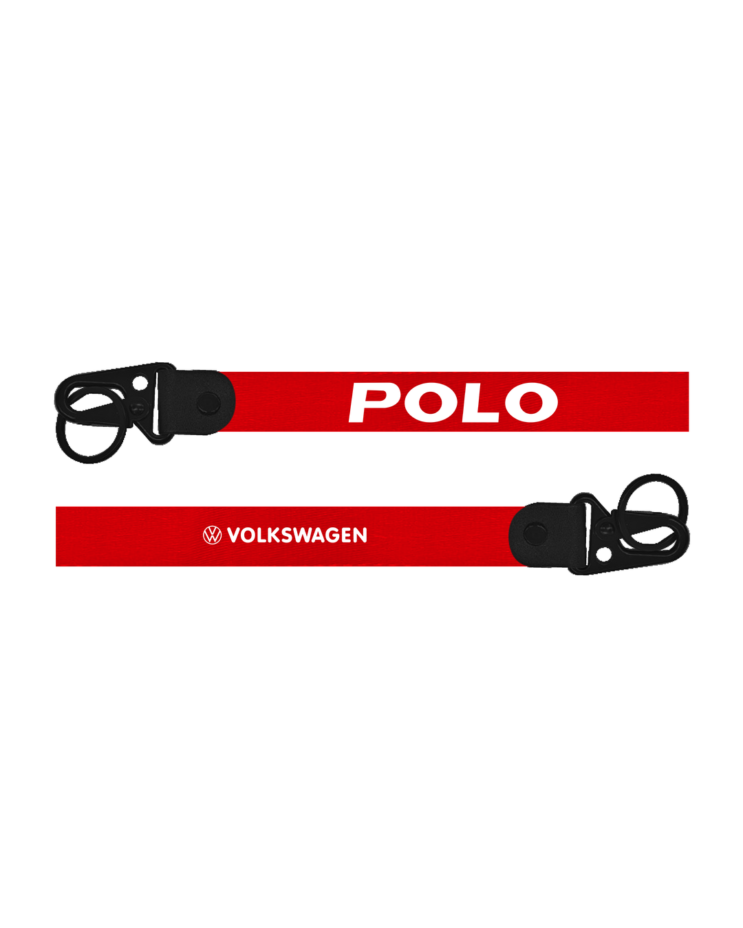 Red lanyard with 'POLO' and Volkswagen logo on a white background