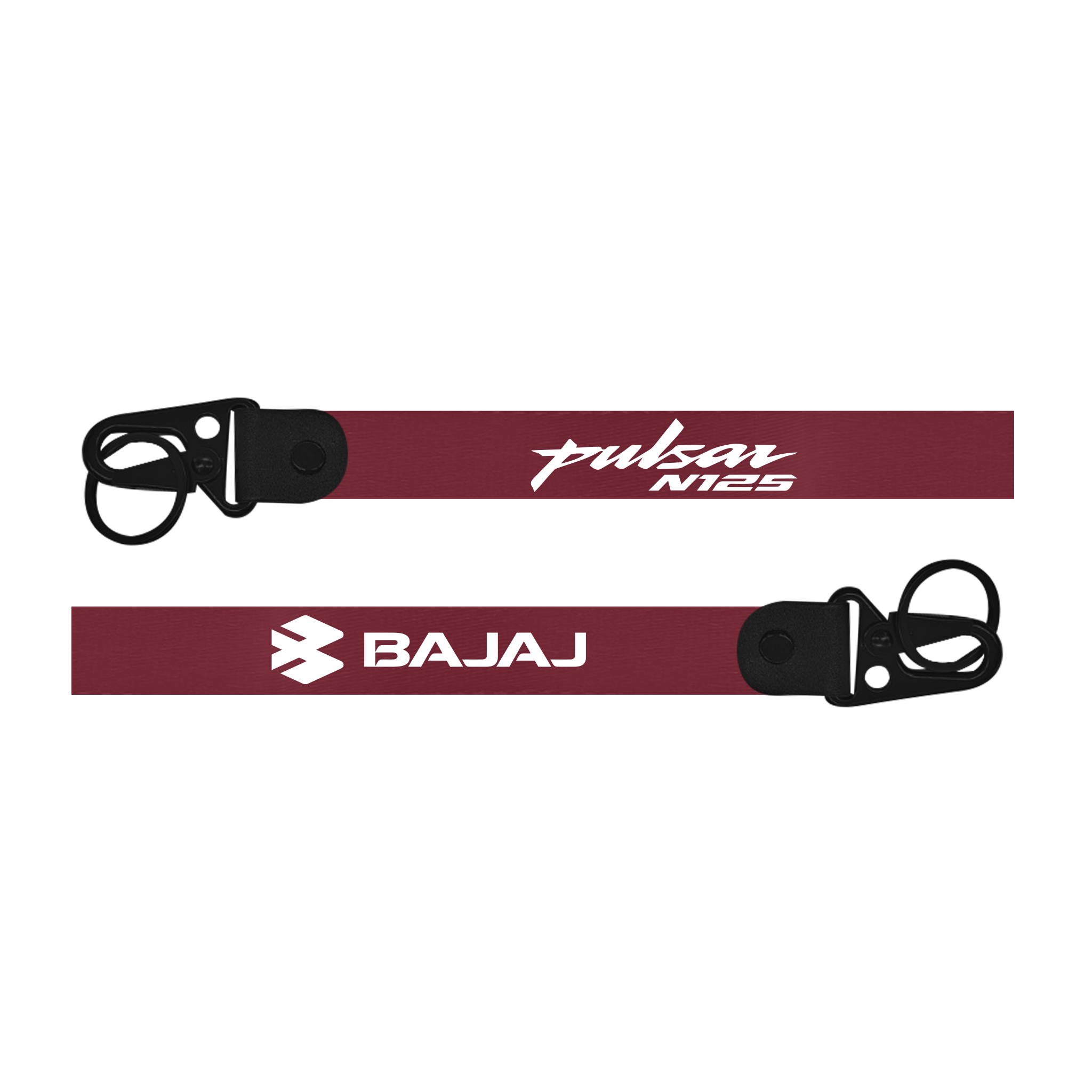 Maroon lanyard with 'Pulsar' and 'Bajaj' logos on a white background