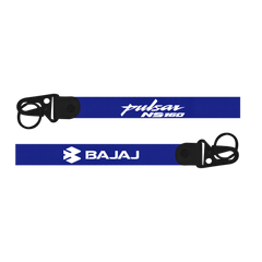 Two blue lanyards with 'Pulsar NS160' and 'Bajaj' branding on a white background.