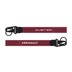 Two carabiners with 'Duster' and 'Renault' branding on a white background