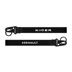 Two black lanyards with 'Kiger' and 'Renault' branding on a white background