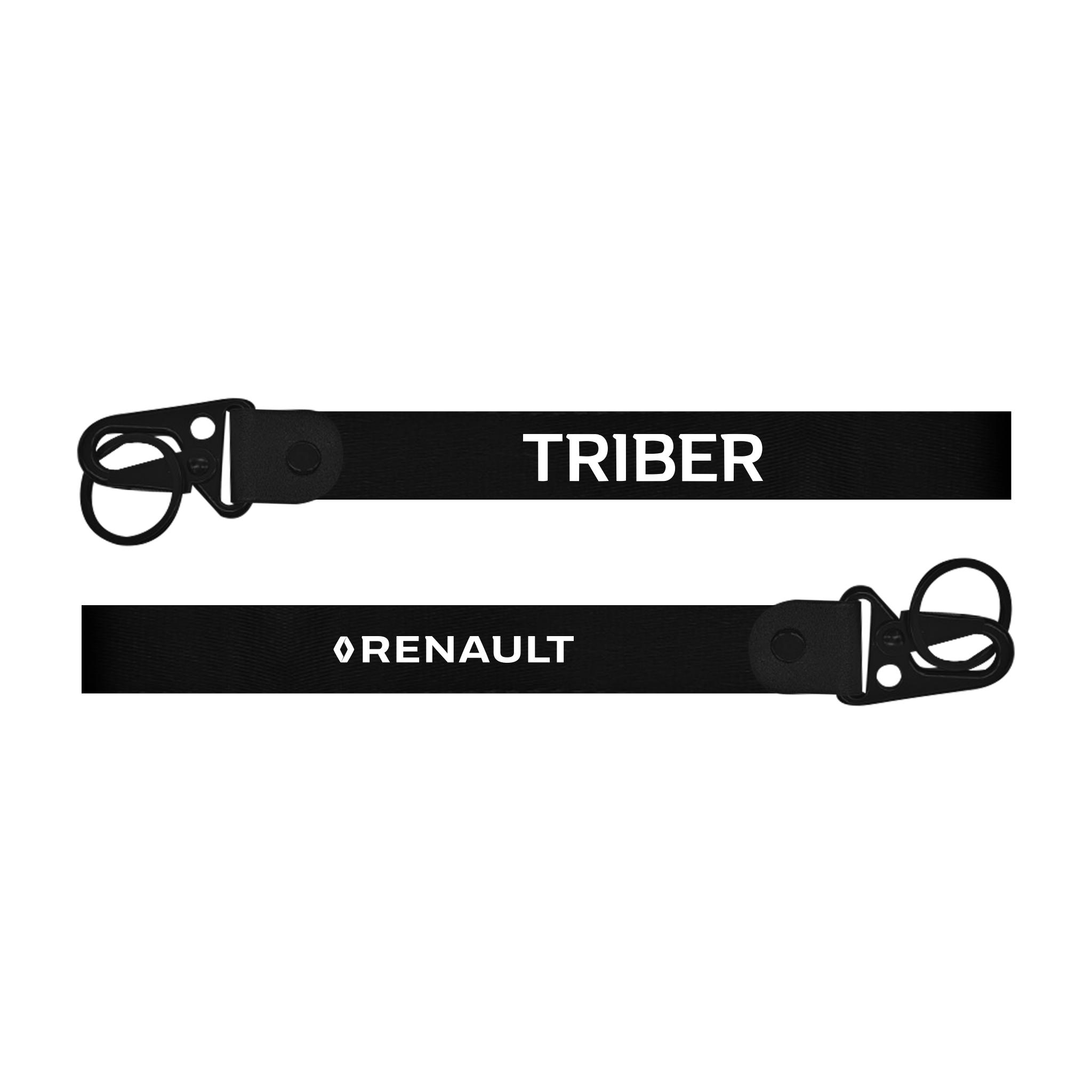 Two black lanyards with 'TRIBER' and 'Renault' branding on a white background
