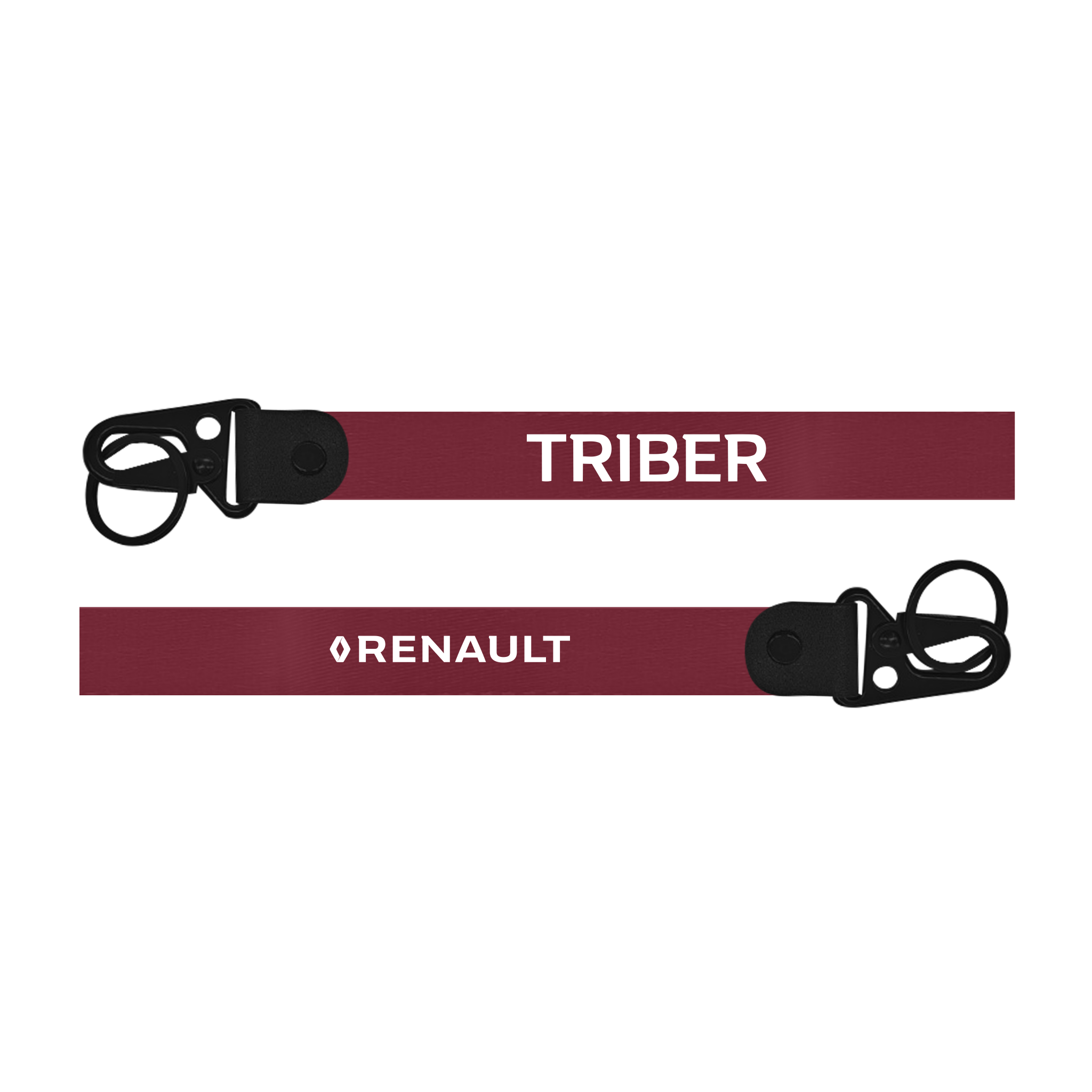 Two keychains with 'Triber' and 'Renault' branding on a white background