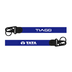 Two blue lanyards with 'Tiago' and 'Tata' logos on a white background