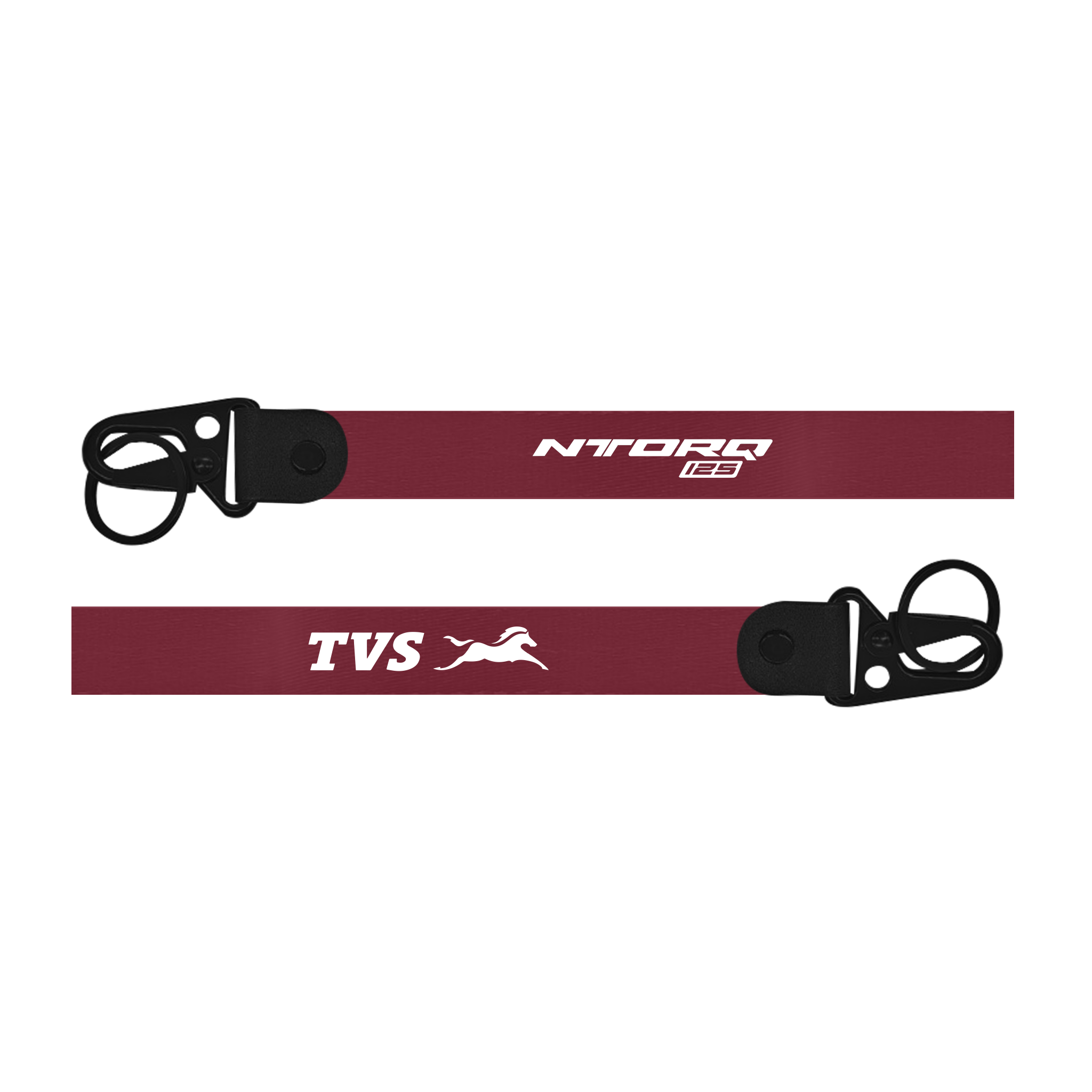 Two maroon straps with black buckles and visible branding on a white background