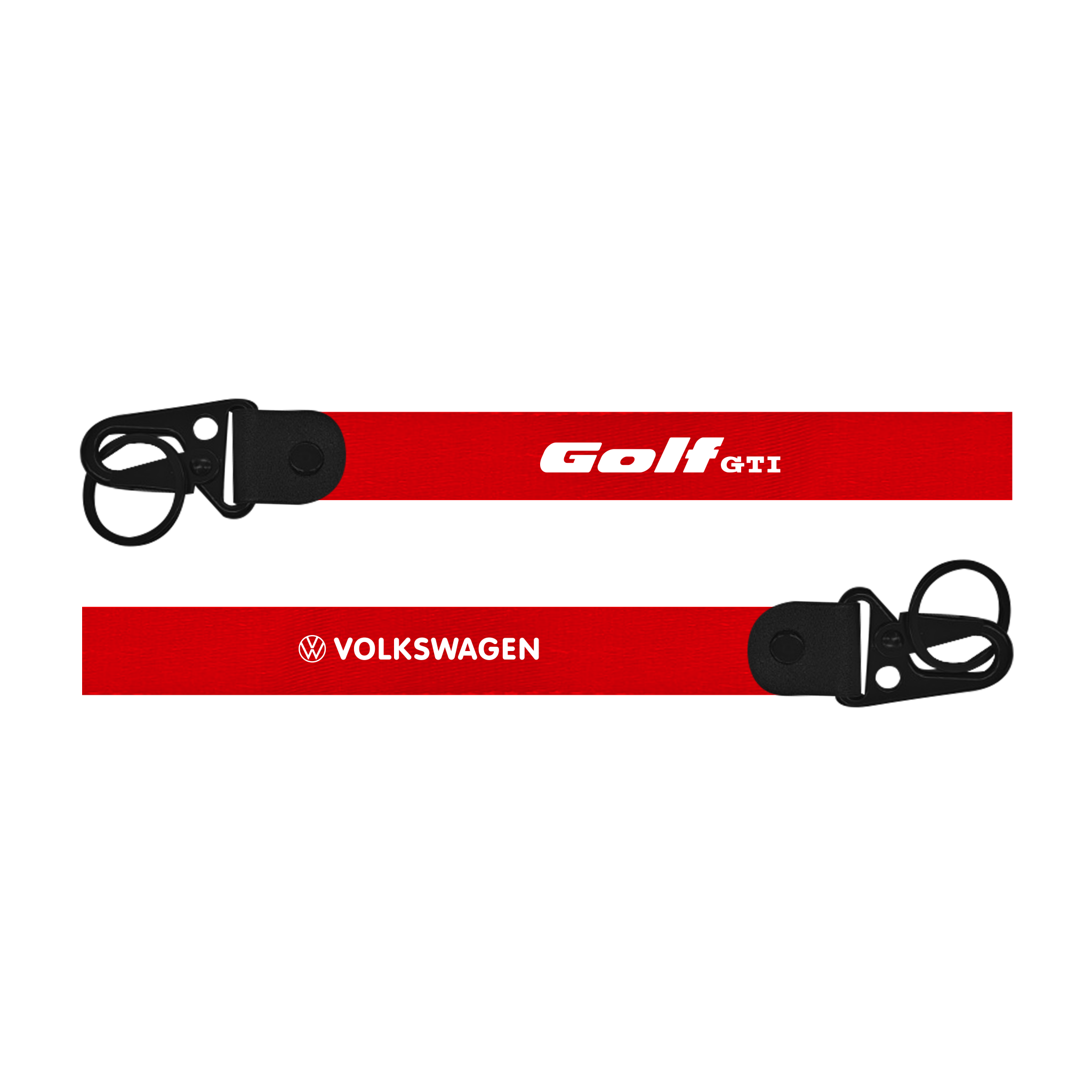 Red lanyard with 'Volkswagen' and 'Golf GTI' branding on a white background