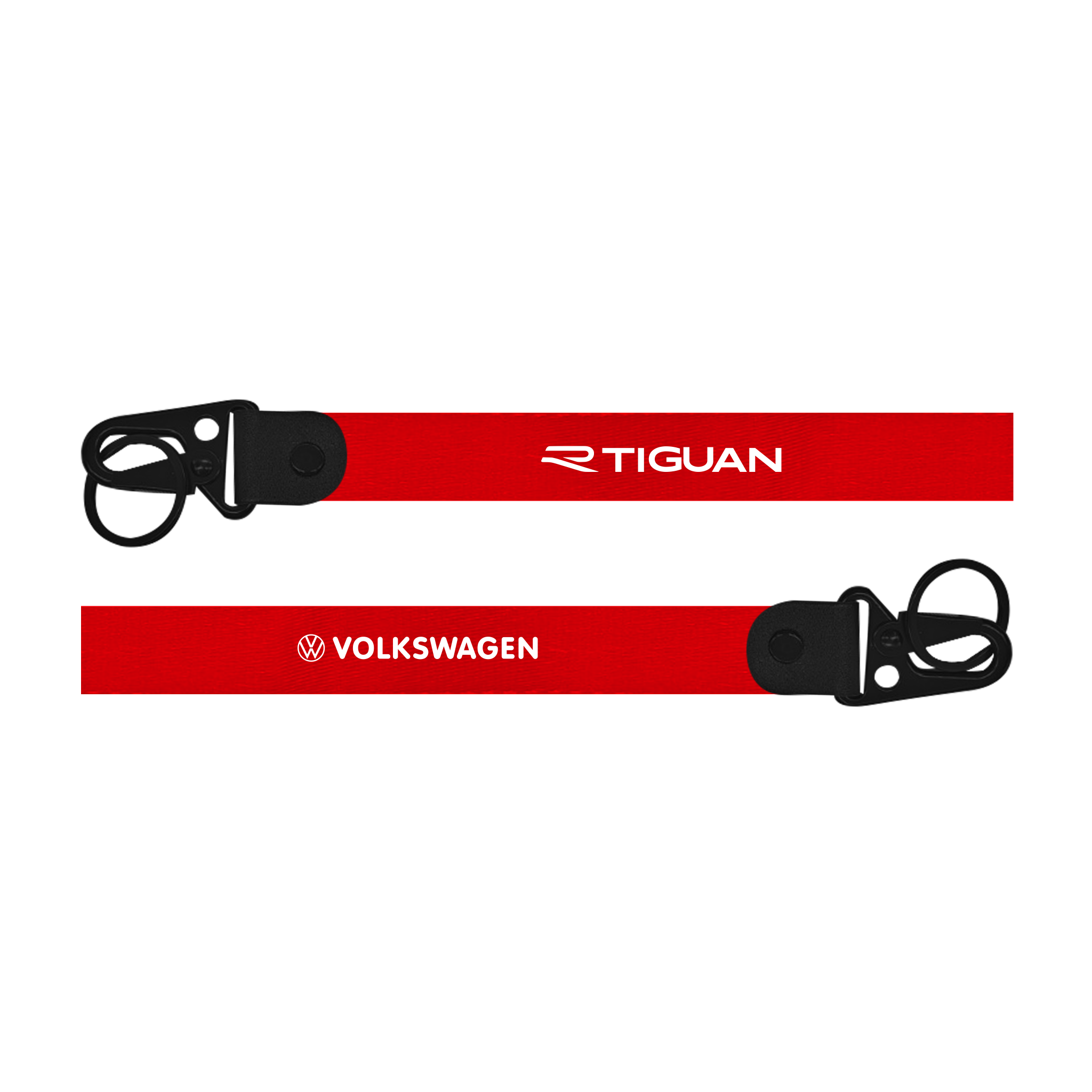Red lanyard with 'Rtiguan' and 'Volkswagen' branding on a white background