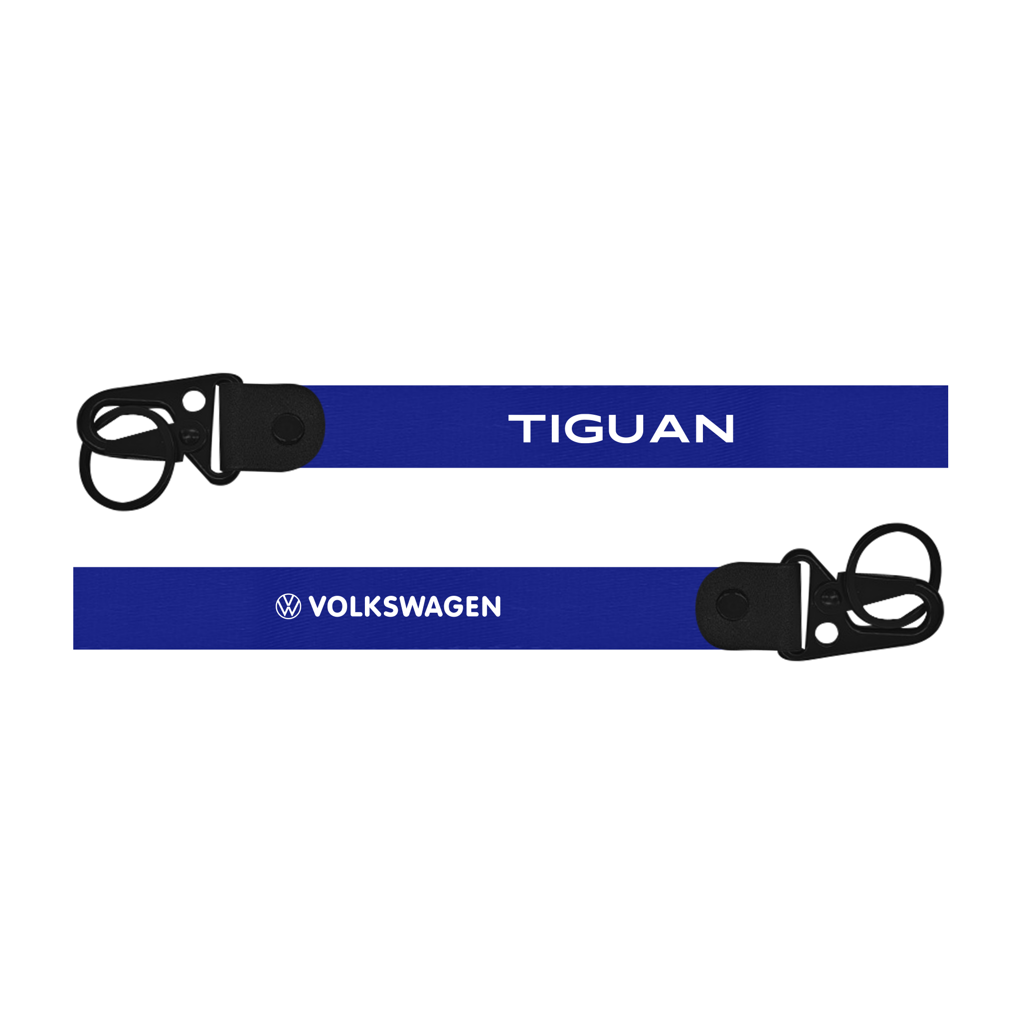 Blue lanyard with 'Tiguan' and 'Volkswagen' branding on a white background