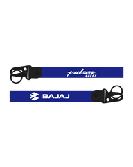 Two blue straps with 'Pulsar 180' and 'Bajaj' branding on a white background