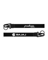 Two black straps with 'Pulsar' and 'Bajaj' branding on a white background