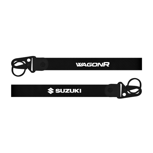 Car keychain for Suzuki WagonR custom fabric lanyard strap with heavy-duty metal hook