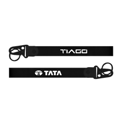 Two black straps with 'Tiago' and 'Tata' branding on a white background