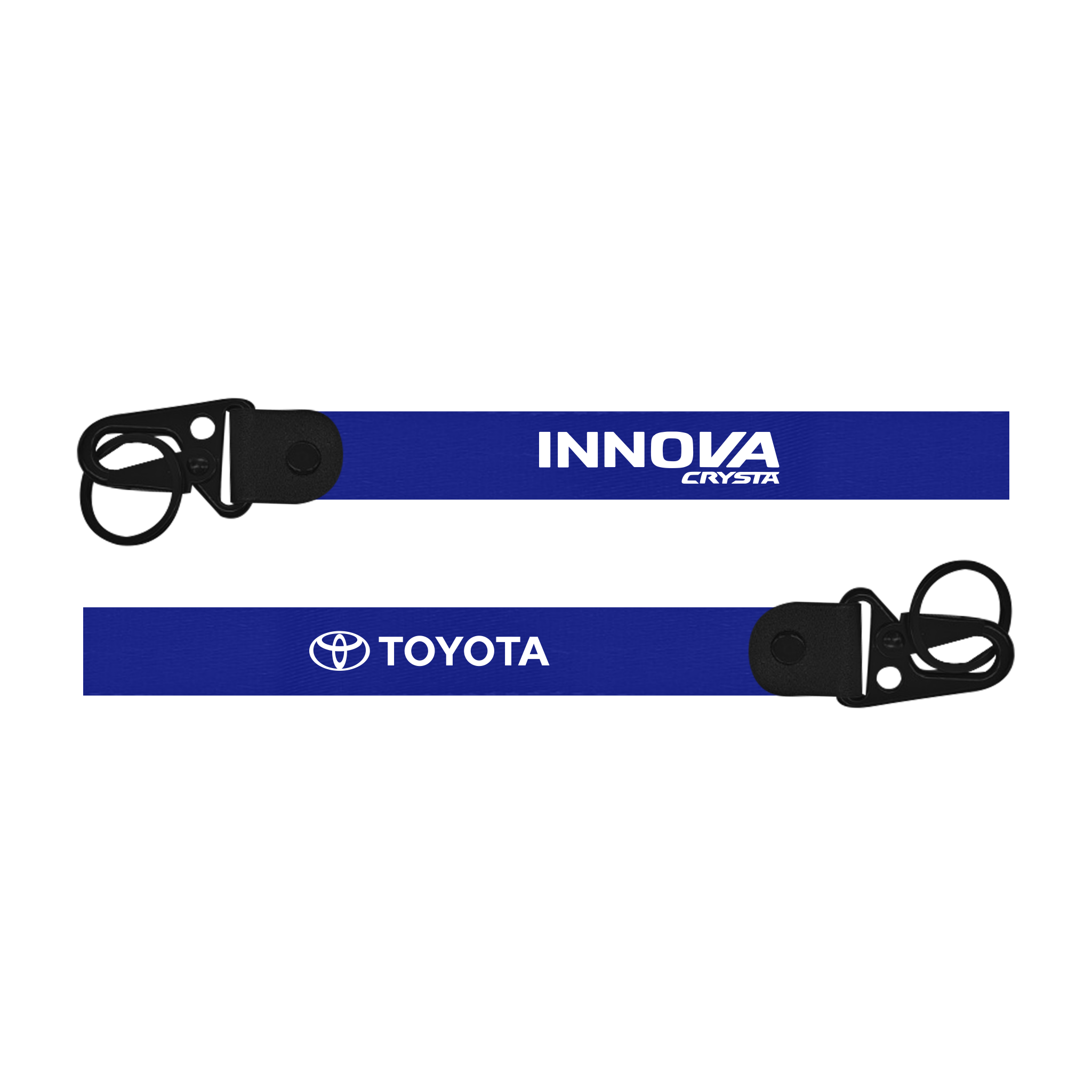 Two blue lanyards with 'Innova' and 'Toyota' logos on a white background
