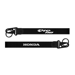 Two black lanyards with 'Dio 110' and 'Honda' branding on a white background