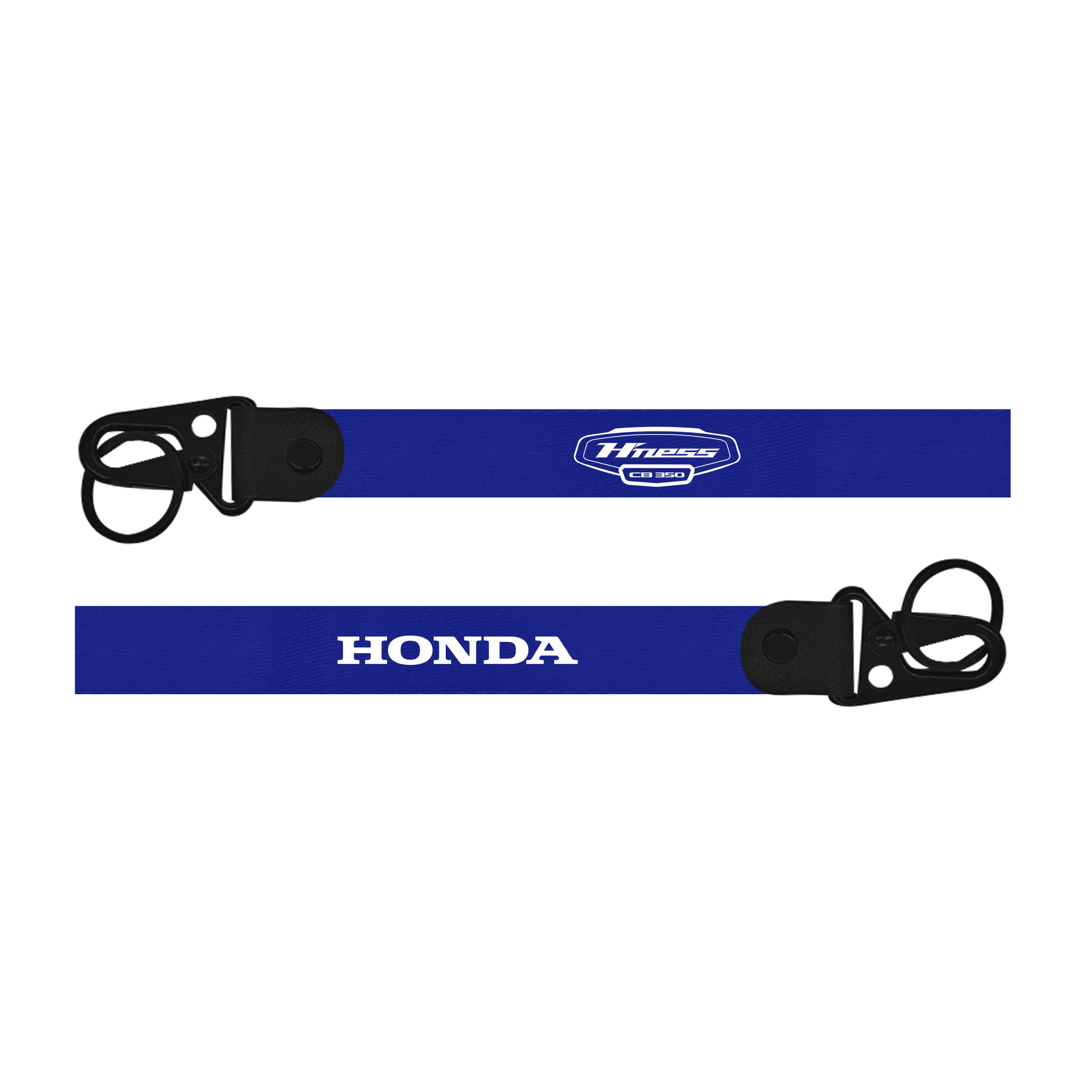 Two blue lanyards with 'Husqvarna' and 'Honda' branding on a white background