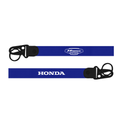Two blue lanyards with 'Husqvarna' and 'Honda' branding on a white background
