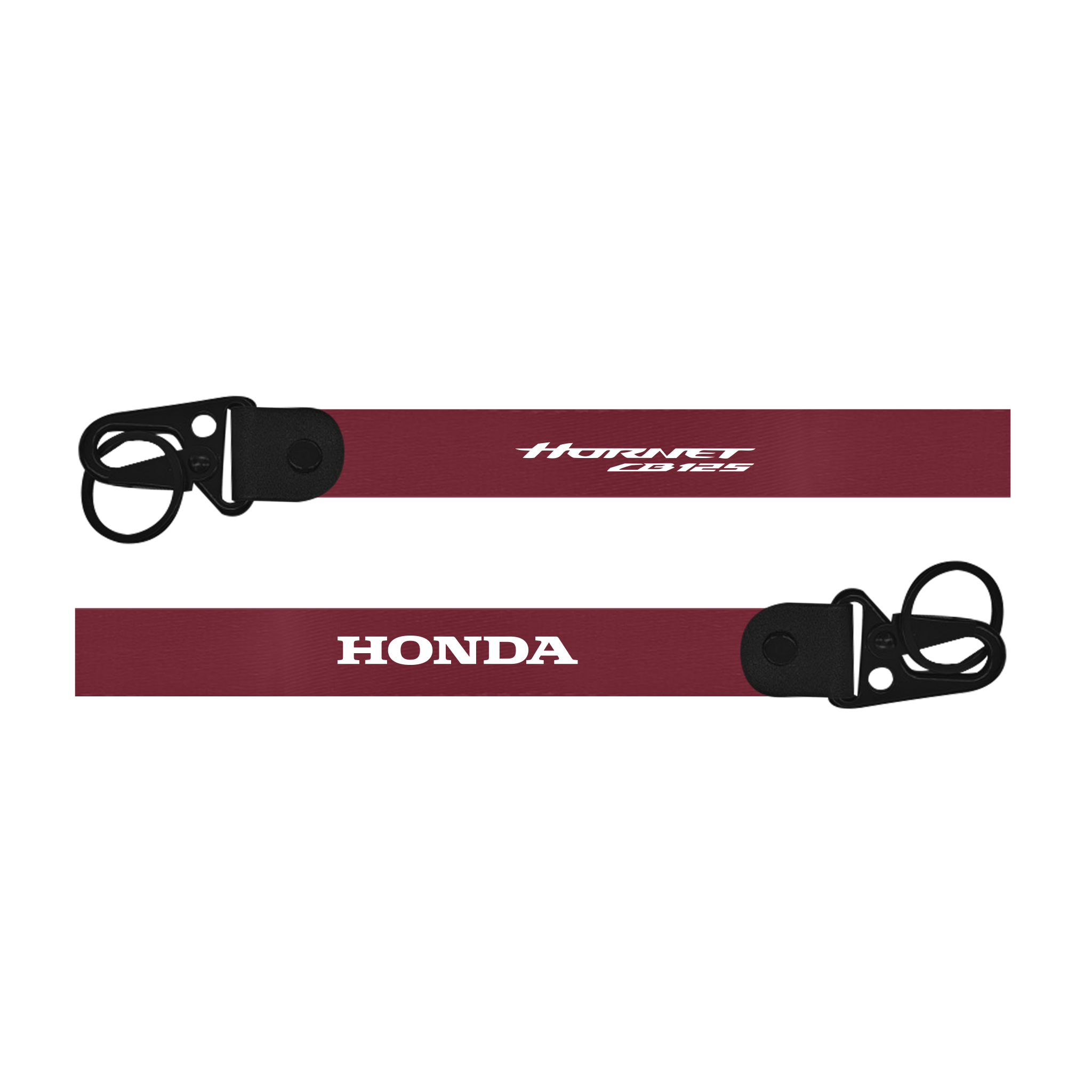 Two maroon lanyards with 'Honda' and 'Hawkeye Laces' branding on a white background.