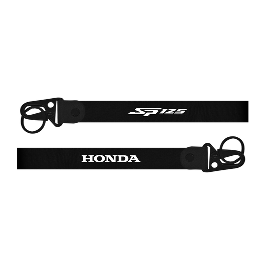 Two black lanyards with 'SP125' and 'Honda' branding on a white background