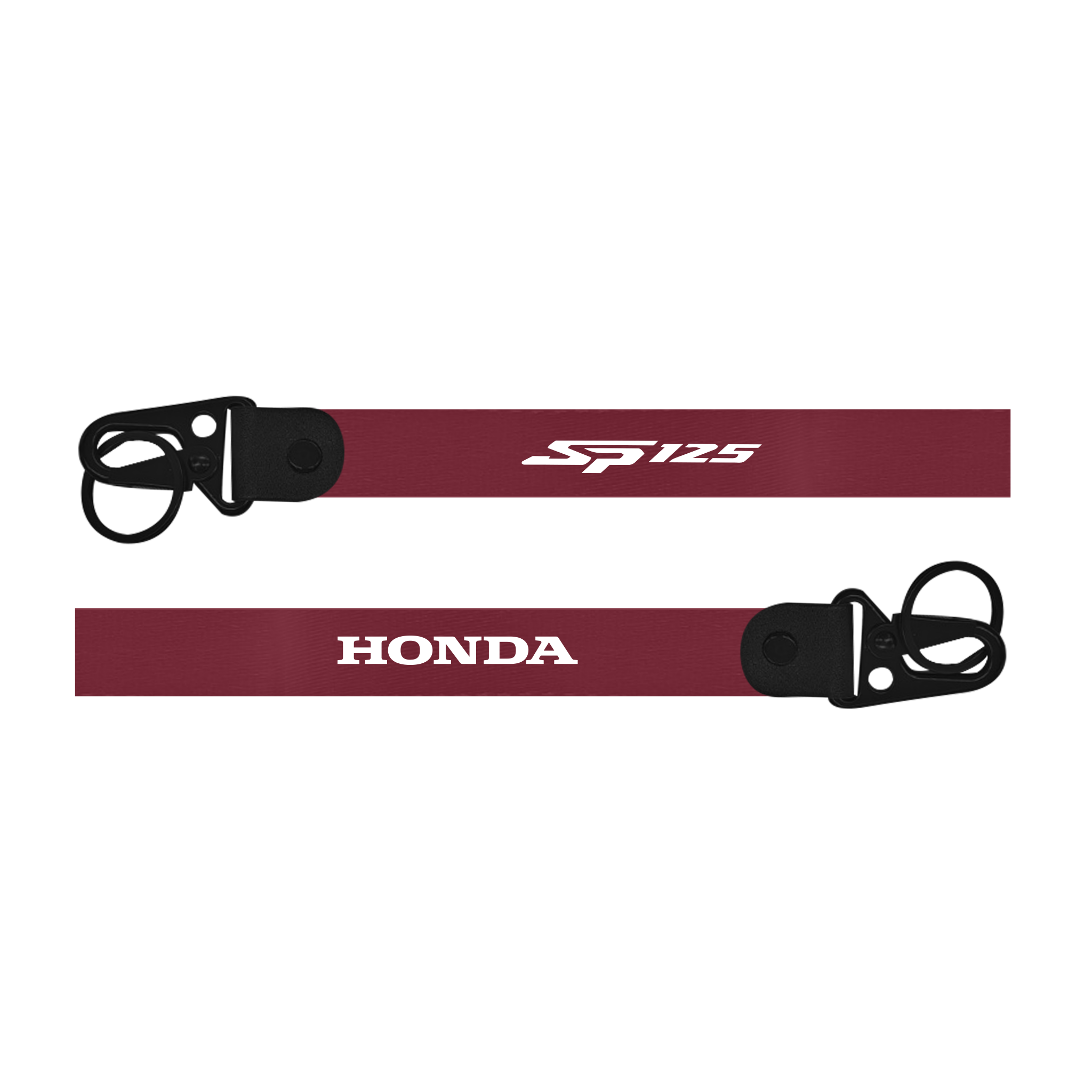 Maroon lanyard with 'SP125' and 'Honda' branding on a white background