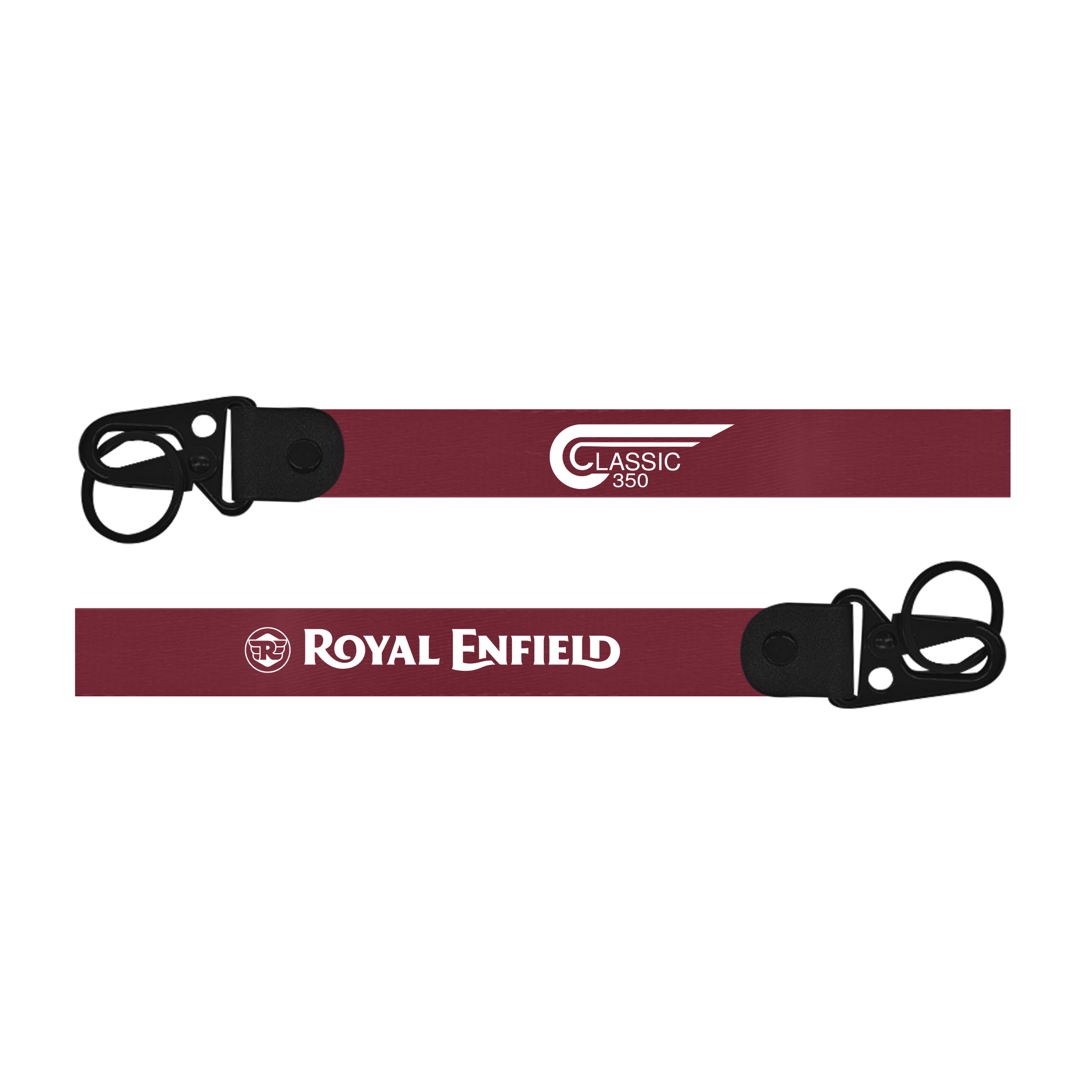 Two maroon lanyards with 'Royal Enfield' branding on a white background