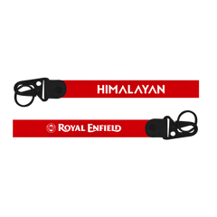 Two keychains with 'Himalayan' and 'Royal Enfield' branding on a white background.
