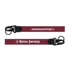 Two motorcycle accessories with 'Interceptor' and 'Royal Enfield' branding on a white background.