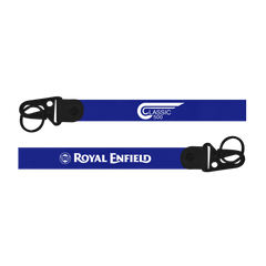 Two blue lanyards with 'Royal Enfield' branding on a white background