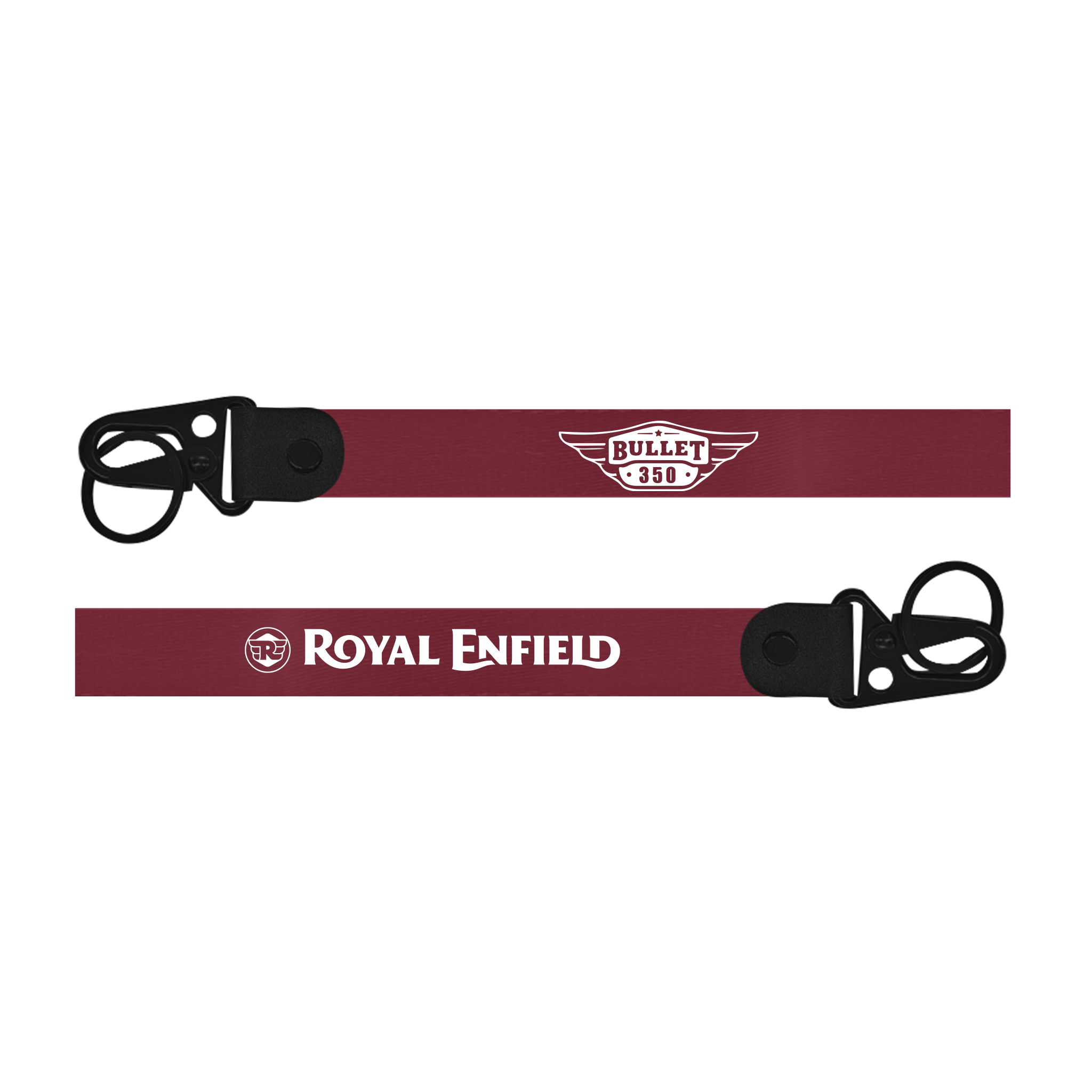 Maroon lanyard with 'Royal Enfield' logo on a white background