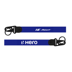 Two blue lanyards with 'Hero' branding on a white background