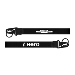 Two black straps with 'Maverick' and 'Hero' branding on a white background