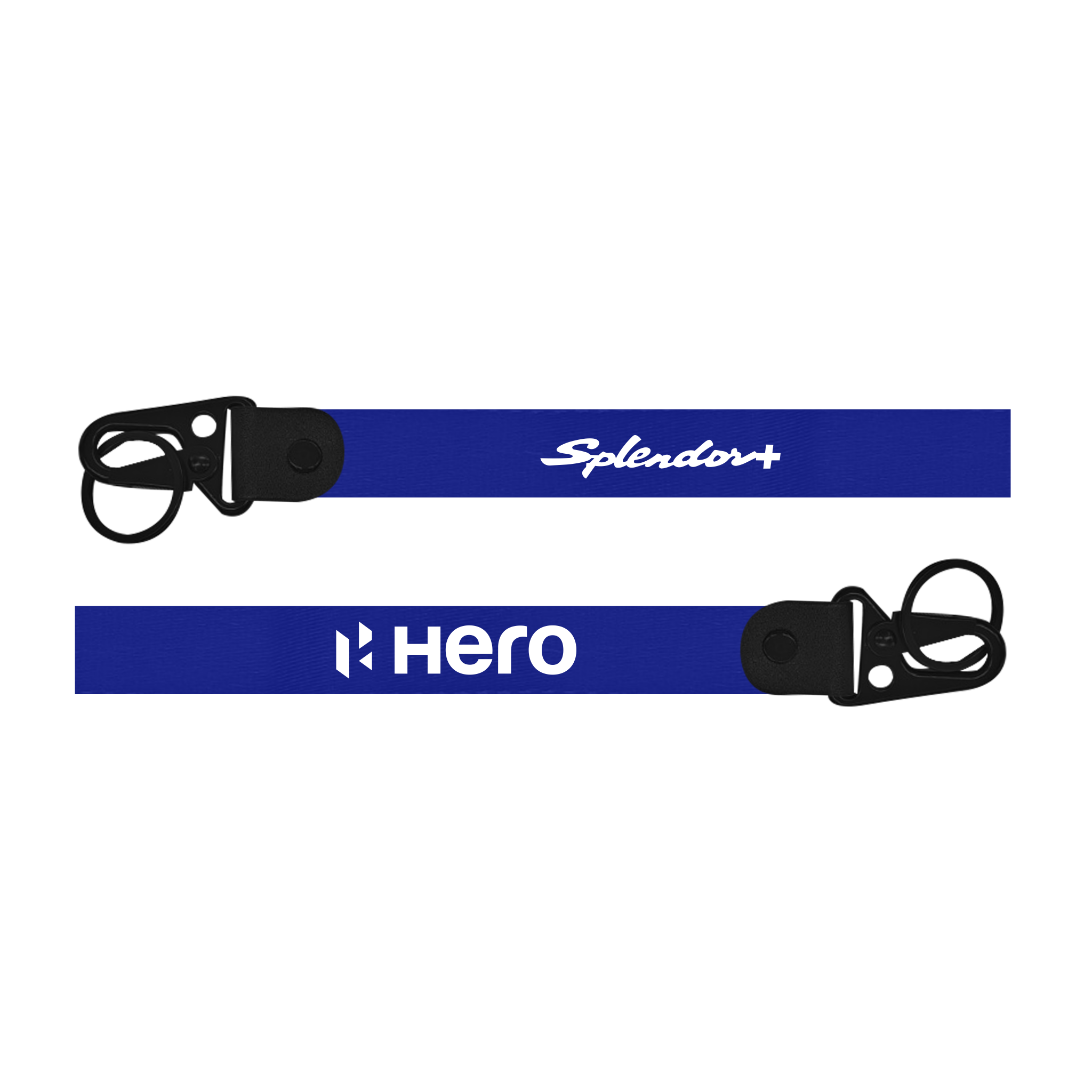 Two blue lanyards with 'Splendor+' and 'Hero' branding on a white background